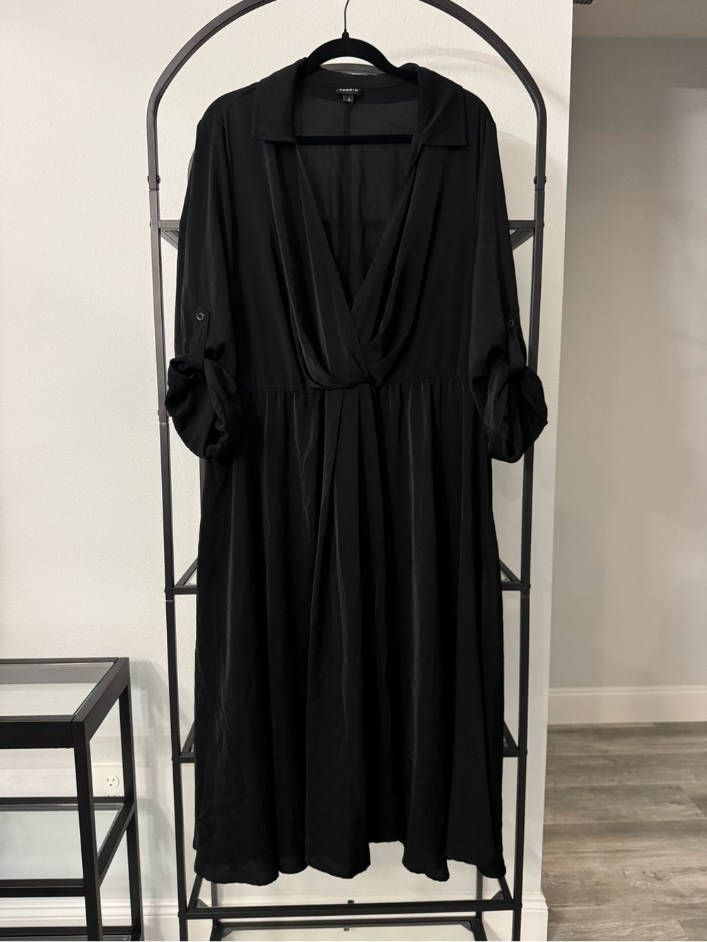 Torrid Black Draped V-Neck Midi Dress